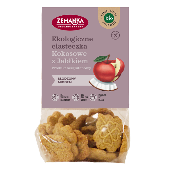 Ciastka kokosowe z jabłkiem bezglutenowe BIO 100 g Zemanka cena 10,87zł