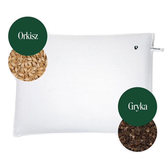 Poduszka do spania z łuską gryki i orkiszu dla dorosłych biała (45 x 60 cm) Plantule Pillows  cena €36,31