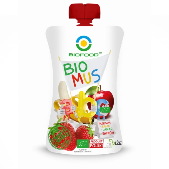 Mus truskawka banan jabłko abc bio 90g Bio Food cena 1,31$