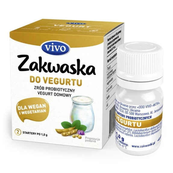 Żywe kultury bakterii do vegurtu bezglutenowe 1 g (2 fiolki) Vivo cena 4,36$