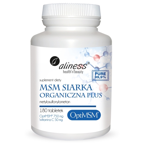 Aliness MSM siarka organiczna Plus 180 tabletek cena 12,12$