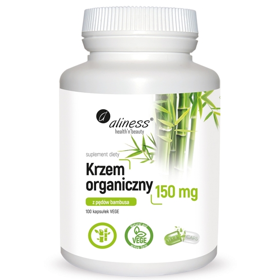 Aliness Krzem organiczny z pędów bambusa 150 mg 100 kapsułek cena 11,58$