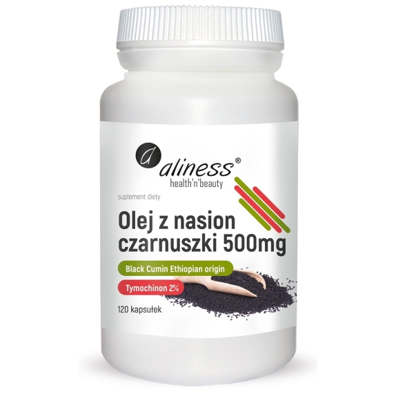 Aliness Olej z nasion czarnuszki 2% 500 mg 120 kapsułek cena €9,04