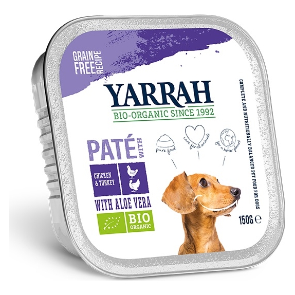 Pasztet dla psa z kurczaka, wołowiny i indyka z alosem BIO 150 g Yarrah cena 7,05zł