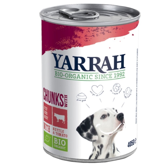 Karma dla psa dorosłego z wołowiną, pokrzywą i pomidorem BIO 405 g Yarrah cena 12,99zł