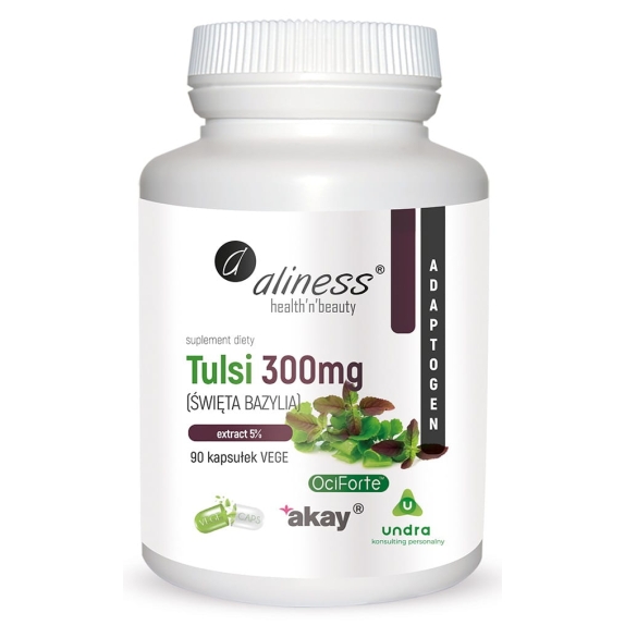 Aliness Tulsi (Święta Bazylia) extract 5% 300mg 90 kapsułek cena 49,90zł