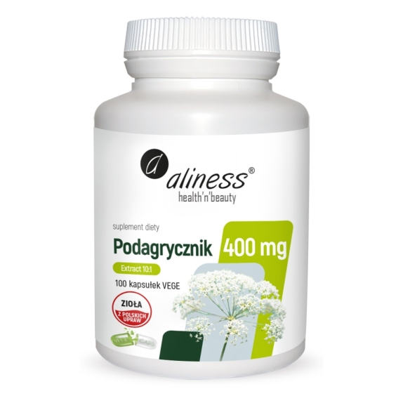 Aliness Podagrycznik (Aegopodium podagraria L.) ekstrakt 10:1 400mg 100 kapsułek cena 49,90zł