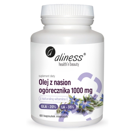 Aliness Olej z nasion ogórecznika 20%/35%  1000 mg  60 kapsułek cena 39,90zł