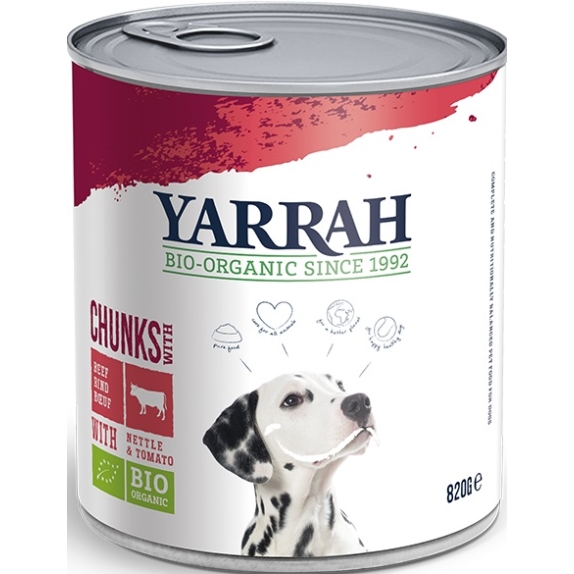 Karma dla psa z wołowiną, pokrzywą i pomidorem BIO 820 g Yarrah cena 21,85zł