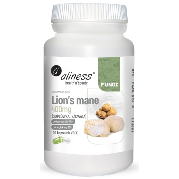 Aliness Lion’s Mane ekstrakt 400mg 90 kapsułek cena €14,70