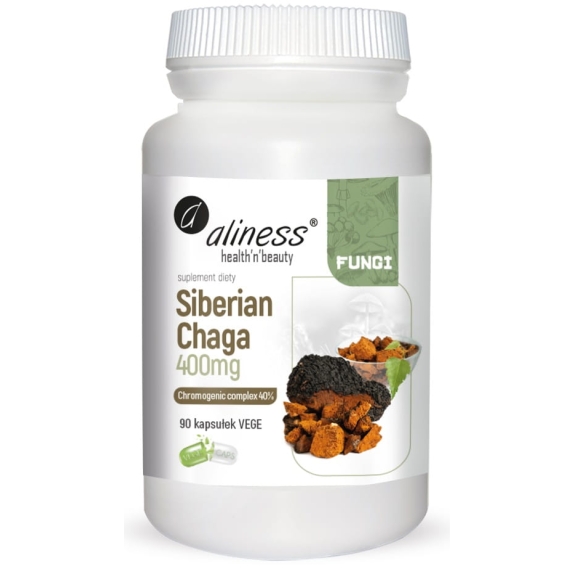 Aliness Siberian Chaga ekstrakt 400mg 90 kapsułek cena 17,52$