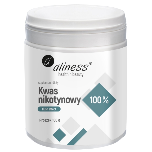 Aliness Kwas nikotynowy proszek, czysty 100%, flush effect  100 g cena 9,45$