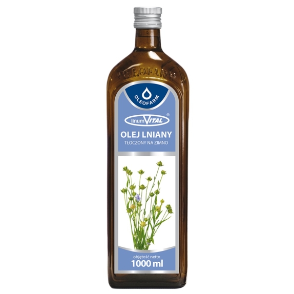 Oleofarm olej lniany tłoczony na zimno LinumVital® 1000 ml cena 37,90zł