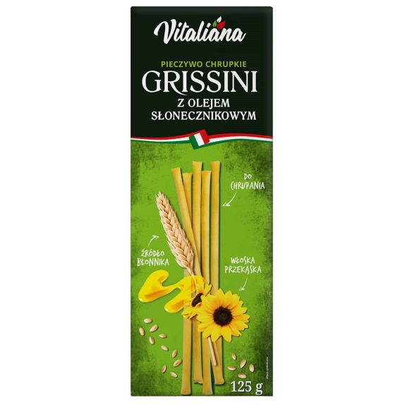 Paluszki grissini z olejem słonecznikowym 125 g Vitaliana cena 4,39zł