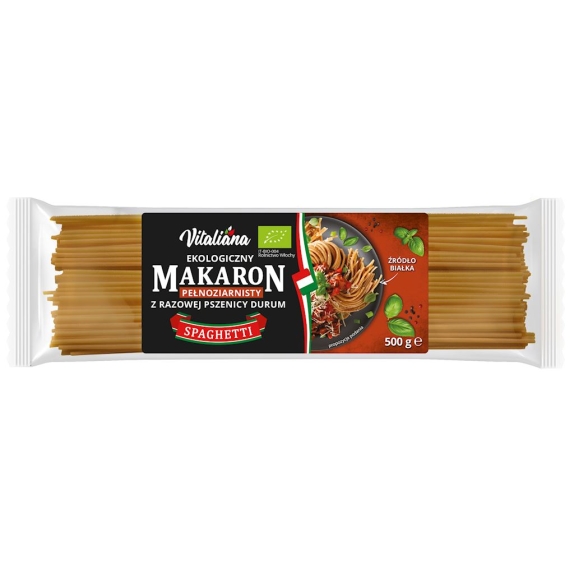 Makaron ( z razowej pszenicy durum) spaghetti BIO 500 g Vitaliana cena 8,19zł