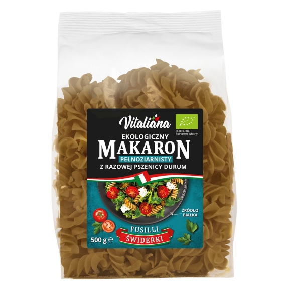 Makaron ( z razowej pszenicy durum) fusilli BIO 500 g Vitaliana cena 8,19zł