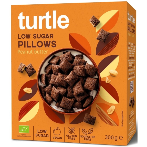 Poduszki zbożowe z kremem z orzeszków ziemnych niska zawartość cukru, bezglutenowe 300 g BIO Turtle cena 24,29zł