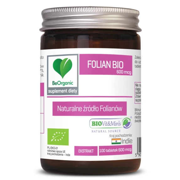 BeOrganic Folian 600mg 100 tabletek BIO cena 12,15$