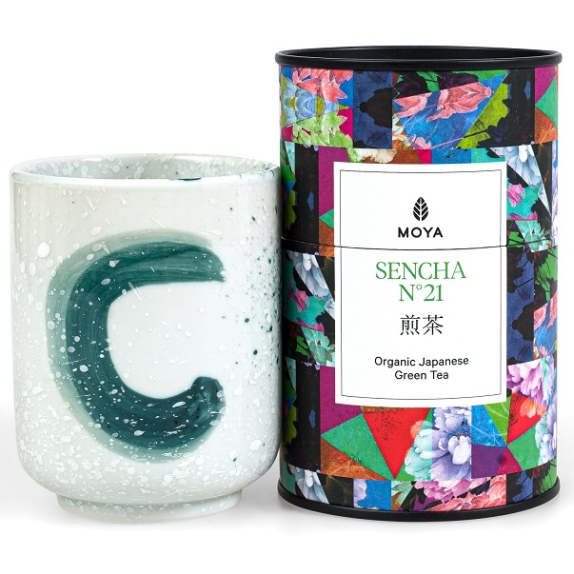 Zestaw herbata zielona Sencha Japońska BIO 60 g & kubek ceramiczny Kana Moya  Matcha cena 84,35zł