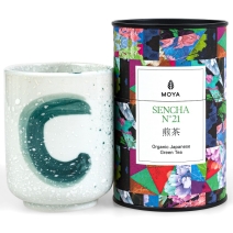 Zestaw herbata zielona Sencha Japońska BIO 60 g & kubek ceramiczny Kana Moya  Matcha