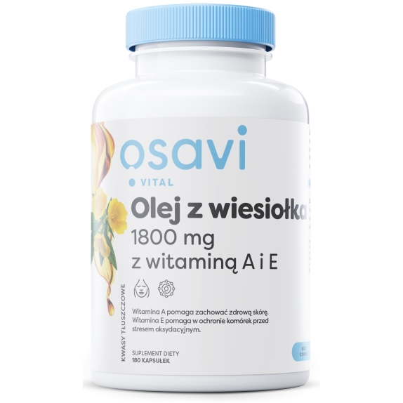 Osavi Olej z wiesiołka z witaminą A + E 1800 mg 180 kapsułek cena 86,00zł