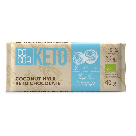 Czekolada keto kokosowa z olejem MCT bez dodatku cukru BIO 40 g Cocoa cena €2,78