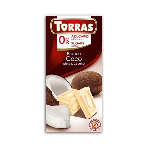 Czekolada biała z kokosem bez cukru 75 g Torras  cena 2,31$