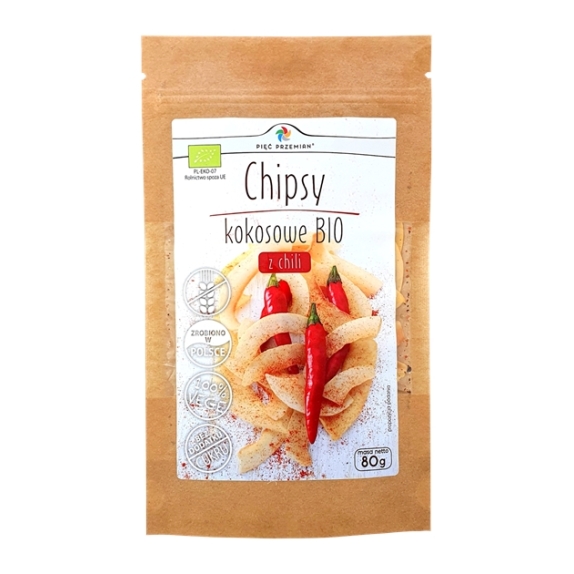 Chipsy kokosowe z chilli BIO 80 g Pięć Przemian cena €2,41