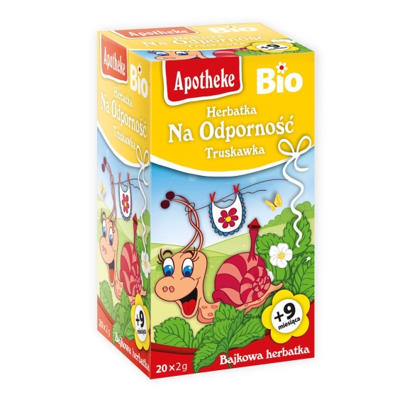 Herbatka dla dzieci na odporność truskawkowa po 9 miesiącu BIO 20 saszetek Apotheke cena 8,65zł