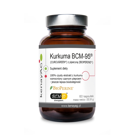 Kenay Kurkuma BCM-95® (CURCUGREEN®) z piperyną (BIOPERINE®) 60 kapsułek cena 18,87$