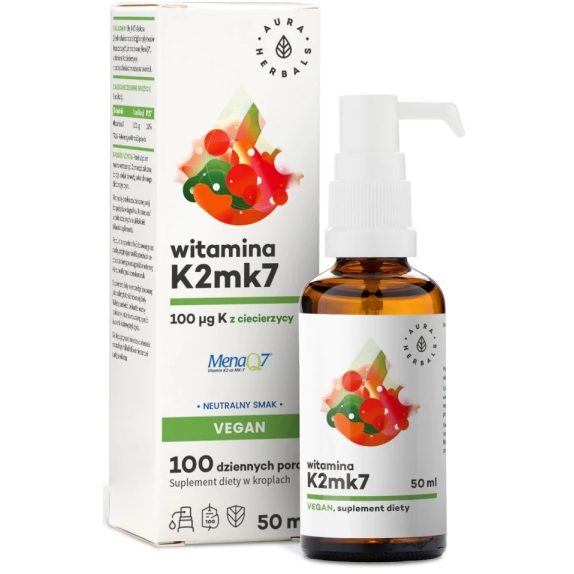 Witamina K2 100 mcg Vegan krople 50 ml Aura Herbals cena €10,18