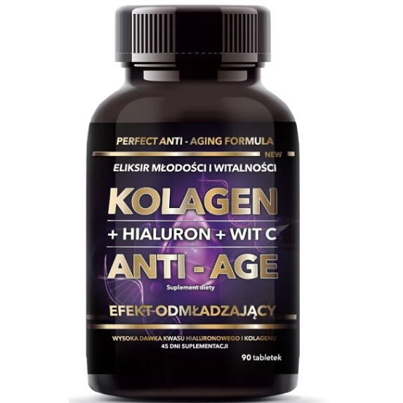 Intenson kolagen anti-age 500 mg + hialuron + C 90 tabletek cena 56,35zł