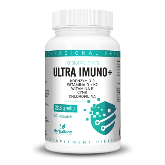Herbasano kompleks ULTRA IMUNO + Q10 + E + D + cynk + K + D + chlorofilina 60 kapsułek cena 18,63$