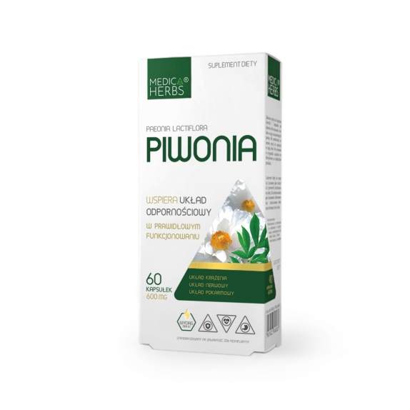 Medica Herbs Piwonia 600 mg 60 kapsułek cena 7,53$