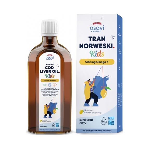 Osavi Tran Norweski Kids 500 mg Omega 3 cytryna 250 ml cena 80,79zł