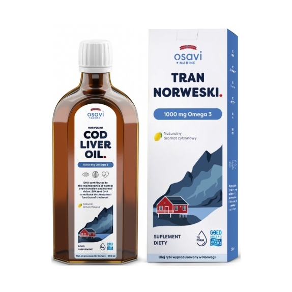 Osavi Tran Norweski 1000 mg Omega 3 cytryna 250 ml cena 19,28$