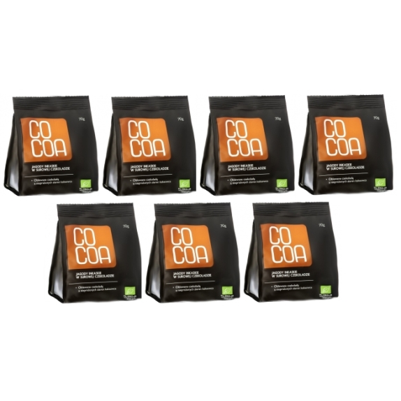 Cocoa jagody inkaskie w surowej czekoladzie 70 g x 7 sztuk  BIO cena 107,23zł