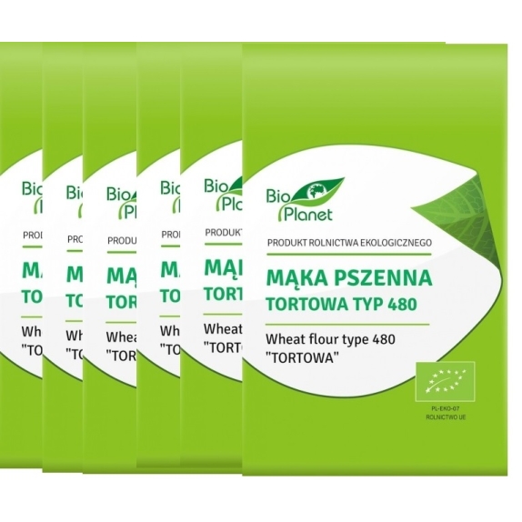 Mąka pszenna tortowa typ 480 1 kg x 6 sztuk BIO Bio Planet  cena 54,64zł