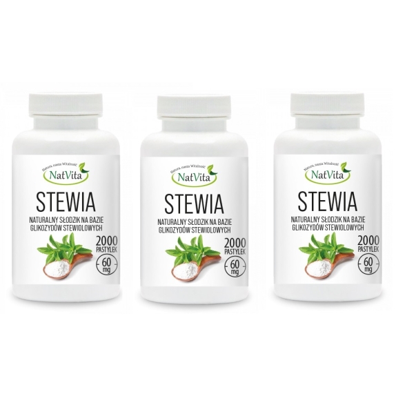 Stewia 60 mg ok. 2000 pastylek x 3 sztuki Natvita  cena €50,29