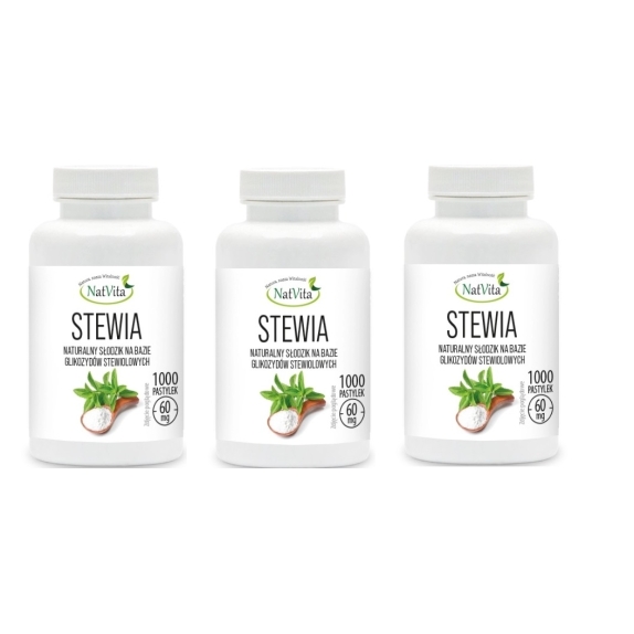 Stewia 60 mg ok. 1000 pastylek x 3 sztuki Natvita cena 104,50zł