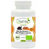 Kurkuma Bio + Pieprz czarny Bio 550mg 100 kapsułek Natvita