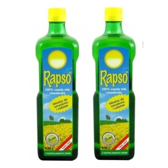 Olej rzepakowy tłoczony na gorąco 100% czysty 750ml Rapso x 2 sztuki  cena €9,73