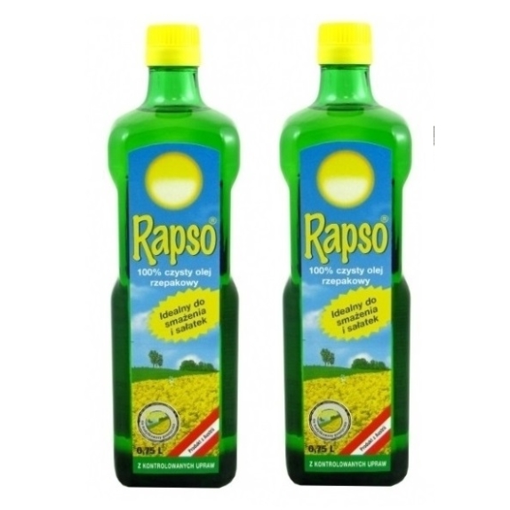 Olej rzepakowy tłoczony na gorąco 100% czysty 750ml Rapso x 2 sztuki  cena 42,98zł