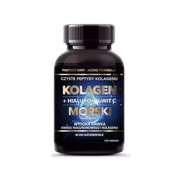 Intenson Kolagen morski + hialuron + witamina C 500 mg 120 tabletek PROMOCJA cena 107,50zł