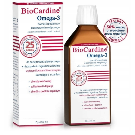 BioCardine Omega-3  EPA DHA  200 ml Marinex cena 29,17$