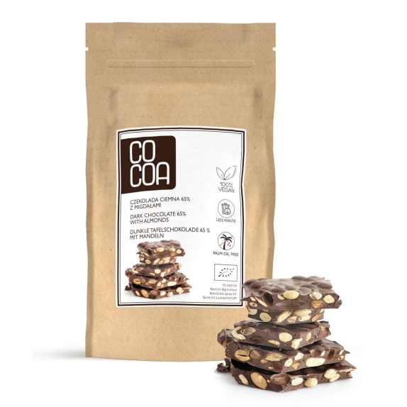 Czekolada ciemna 65% z migdałami 200 g BIO Cocoa  cena 10,53$