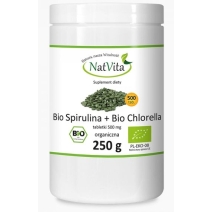 Natvita Bio Spirulina + Bio Chlorella 500 tabletek 