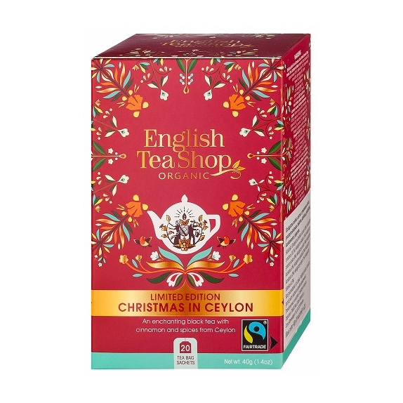 Herbata cejlońska świąteczna Fair Trade BIO 20 saszetek English Tea Shop cena 19,10zł