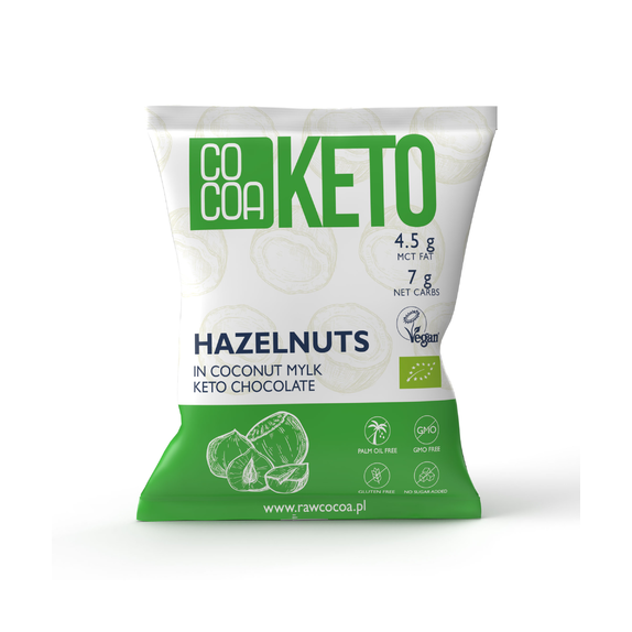 Orzechy laskowe w czekoladzie Keto z olejem MCT bez dodatku cukru bezglutenowe BIO 70 g Cocoa cena 15,19zł