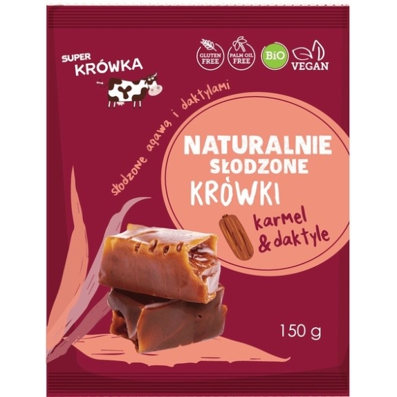 Krówki słodzone Agawą & Daktylem  BIO 150 g Super Krówka cena 13,10zł